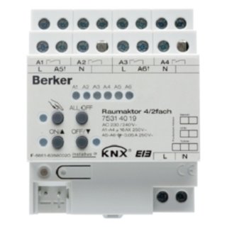 Berker 75314019 Raumaktor 4/2f 16A Sß Hd Sta REG KNX