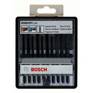 Bosch Professional 10tlg. Robust Line Stichsägeblatt-Set Wood and Stichsägeblatt-Set Robust Line Wood and Metal, T-Schaft, 10-teilig