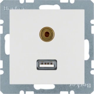 Berker 3315391909 USB/3,5 mm Audio Steckdose S.1 p-w matt