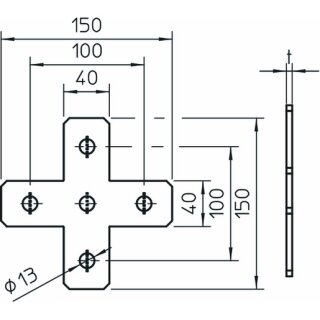 OBO GMS 5 VP X A2 Verbindungsplatte X-Form 150x150x40x4,...