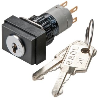 EAO 51-196.025D2 Schlüsselschalter 2-St. R SP 2Ö+2S L 18x24 Au/Ag A+C 311