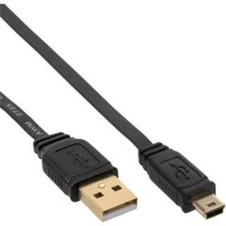 Kindermann 5555000111 USB 2.0 Kabel, USB A-Stecker auf USB Mini-Stecker, Farbe: schwarz, vergoldete Kontakte