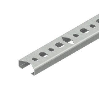 Niedax 2910/2 SQA Reihenschiene, C-Profil, Schlitzweite 11 mm, 20x8x2000 mm, gelocht, Stahl, bandverzinkt DIN EN 10346