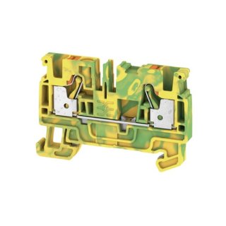 Weidmüller A2C 4 PE Schutzleiter-Reihenklemme, PUSH IN, 4 mm², 800 V, Anzahl Anschlüsse: 2, Anzahl der Etagen: 1, grün / gelb, orange