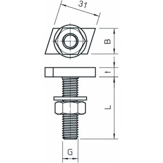 OBO MS40HB M6x30 ZL Hakenkopfschraube für...
