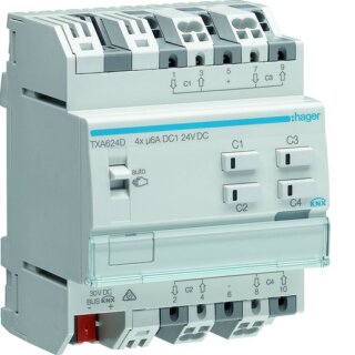 Hager TXA624D Rolll.-/Jalousieaktor 4f KNX easy, 24V