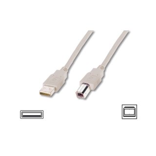 Assmann AK-300105-030-E USB 2.0 Anschlusskabel, Typ A - B St/St 3.0m, USB 2.0 konform UL, be