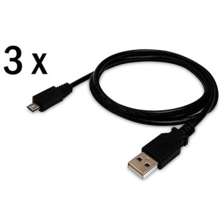 Assmann AK-870900-010-S USB 2.0 data/charger cable set, USB A to micro B M/M, 1.0m, 3er Set, 3A, Version 2.0, bl