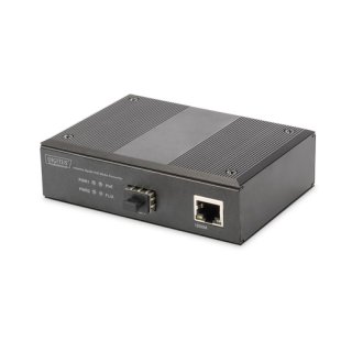 Assmann DN-652104 Industrieller PoE Gigabit Medien Konverter 10/100/1000Base-TX zu 1000Base-X, PSE,