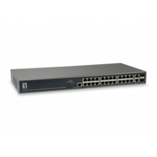 LevelOne GEP-2682 26-Port L3 Lite Managed Gigabit PoE Switch, 24 PoE Outputs, 370W, 2 x SFP/RJ45 Combo