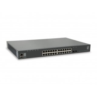 LevelOne GTL-2881 28-Port Stackable L3 Lite Managed Gigabit Switch, 2 x SFP+ 10-Gigabit, 1 x Module Slot 10-Gigabit
