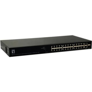 LevelOne 59924703 26-Port Web Smart Gigabit PoE Switch, 24 PoE Outputs, 2 x SFP/RJ45 Combo, 185W
