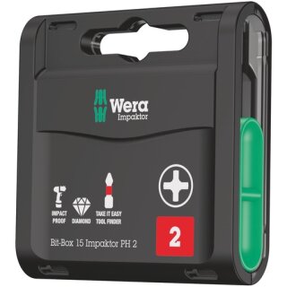 Wera 5057752001 Bit-Sortiment, Bit-Box 15 Impaktor PH 2,...
