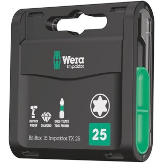 Wera 5057775001 Bit-Sortiment, Bit-Box 15 Impaktor TX 25,...