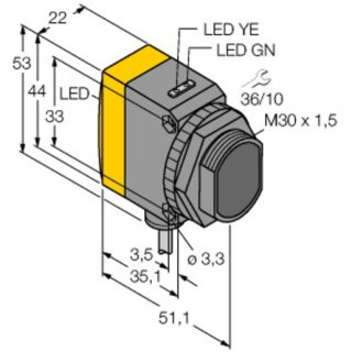 Turck QS30RRXH2O W/30 Opto-Sensor, Einweglichtschranke...