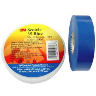 3M Scotch35-19x20bl Scotch® 35 Vinyl Elektro-Isolierband, Blau, 19 mm x 20 m, 0,18 mm