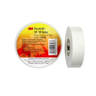 3M Scotch35-19x20wh Scotch® 35 Vinyl Elektro-Isolierband, Weiß, 19 mm x 20 m, 0,18 mm