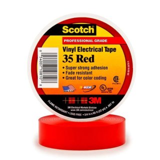 3M Scotch35-19x20rd Scotch® 35 Vinyl Elektro-Isolierband, Rot, 19 mm x 20 m, 0,18 mm