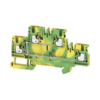Weidmüller A2T 2.5 PE DL Schutzleiter-Reihenklemme, PUSH IN, 2.5 mm², grün / gelb