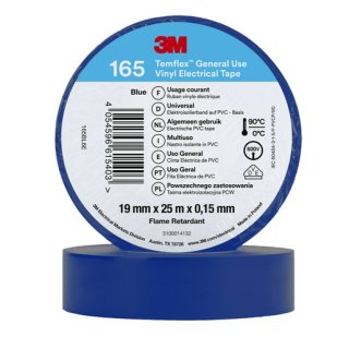3M Temflex™165 19x25Blue 3M™ Temflex™ Vinyl-Isolierband 165, Blau, 19 mm x 25 m