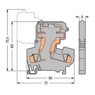 WAGO GmbH & Co. KG 281-611/281-418 2-Leiter-Sicherungsklemme;mit schwenkbarem Sicherungshalter;für G-Sicherungseinsatz 5 x 20 mm;grau