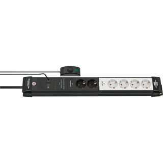 Brennenstuhl 1951560103 Premium-Line Comfort Switch Plus Steckdosenleiste 6-fach schwarz/lichtgrau 3m H05VV-F 3G1,5 2 permament, 4 schaltbar