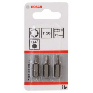 Bosch Professional 2607001604 Schrauberbit Extra-Hart T10, 25 mm, 3er-Pack