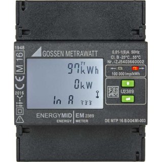 Gossen Metrawatt GmbH EM2389, MID, kWh, 4-L, 1(6)A LON...