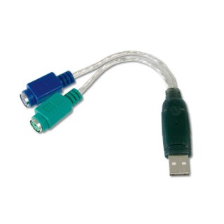 Assmann DA-70118 USB zu PS/2 Adapter, 2 X Mini-Din 6/F, USB A/M