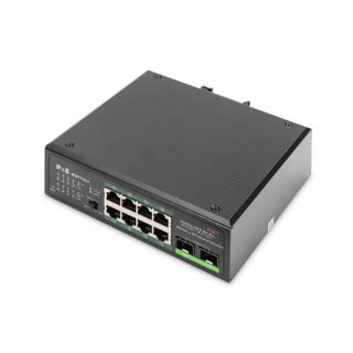 Assmann DN-651110 Industrial Gigabit Ethernet PoE+ Switch 8-port PoE + 2-port SFP, 802.3at, DIN rail
