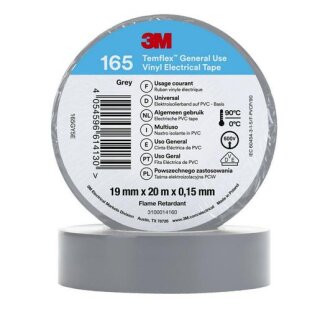 3M 165GY5E 3M Temflex Vinyl-Isolierband 165, Grau, 19 mm...