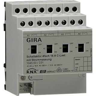 GIRA 104500 Schaltaktor 4f 16 A Hand + Strom C-Last KNX REG