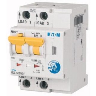 Eaton Electric AFDD-25/2/B/003-F Brandschutzschalter, 2p, B, 25 A, 30 mA, Typ F